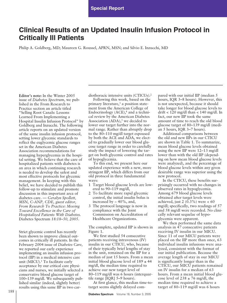 Clinical Results of An Updated Insulin Infusion Protocol in Critically ...