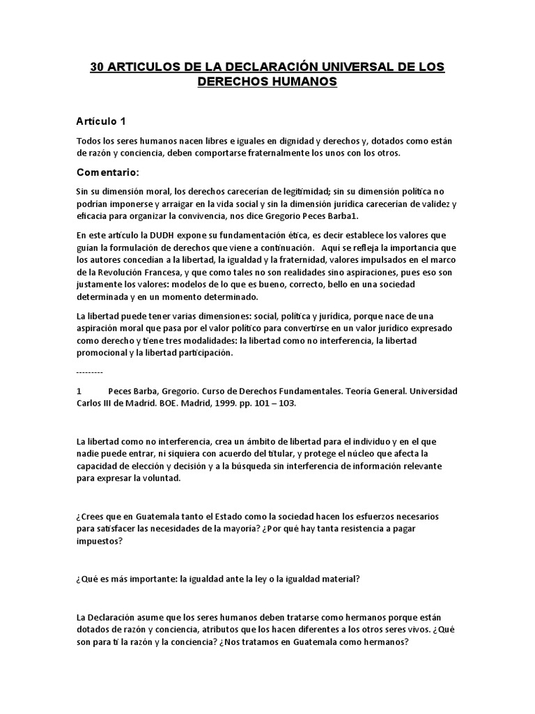 30 Articulos de La Declaración Universal de Los Derechos Humanos | PDF