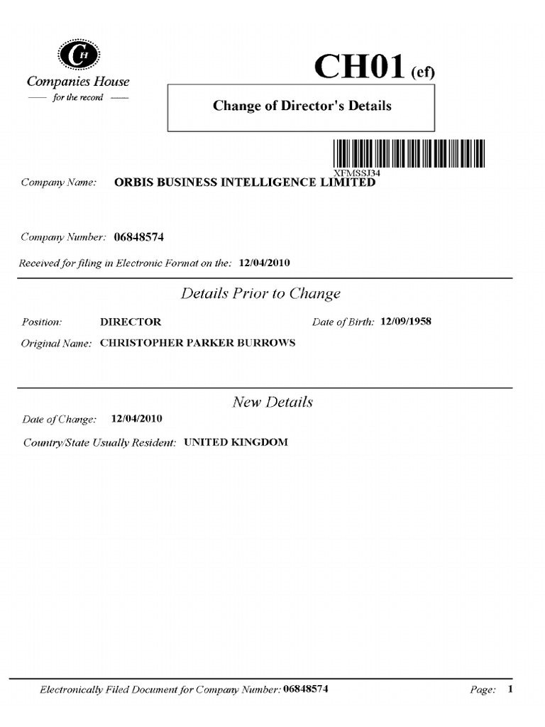 D&A: 12042009 Form CH 01 Appointment of Director | PDF