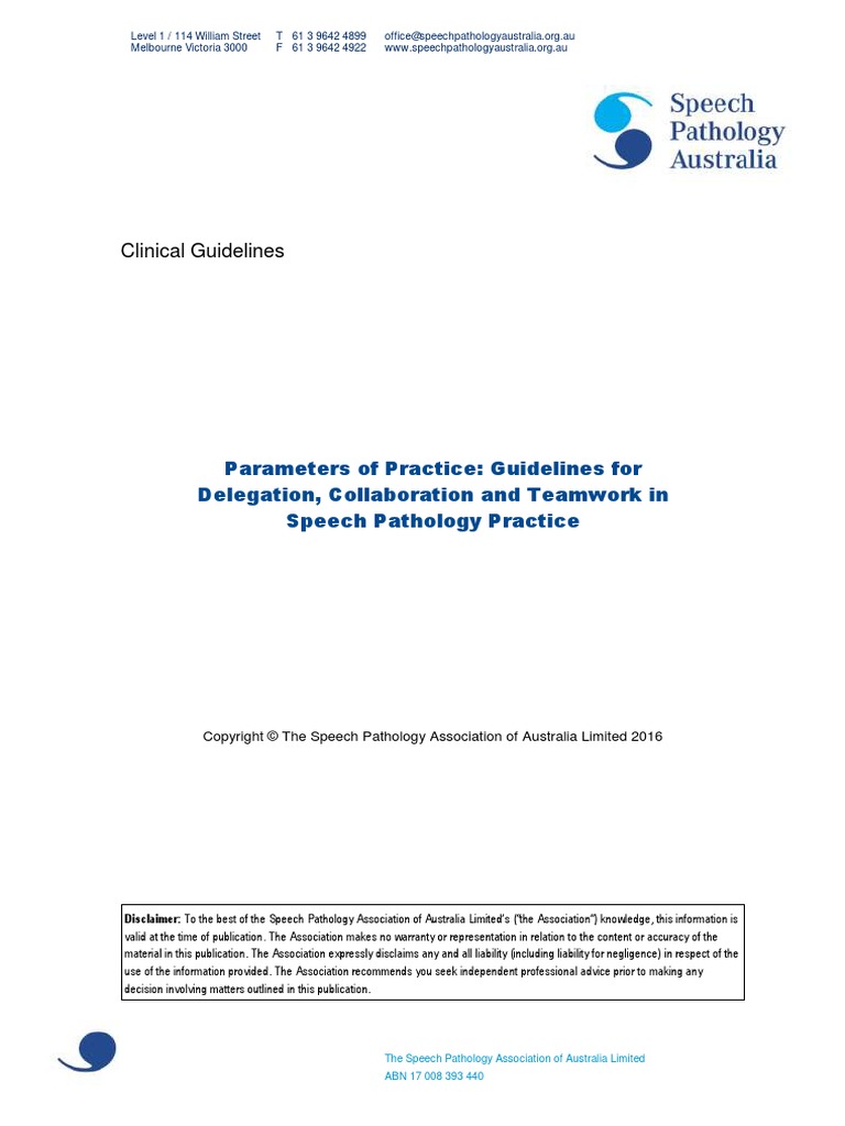 FINAL Parameters of Practice | PDF | Speech Language Pathology ...