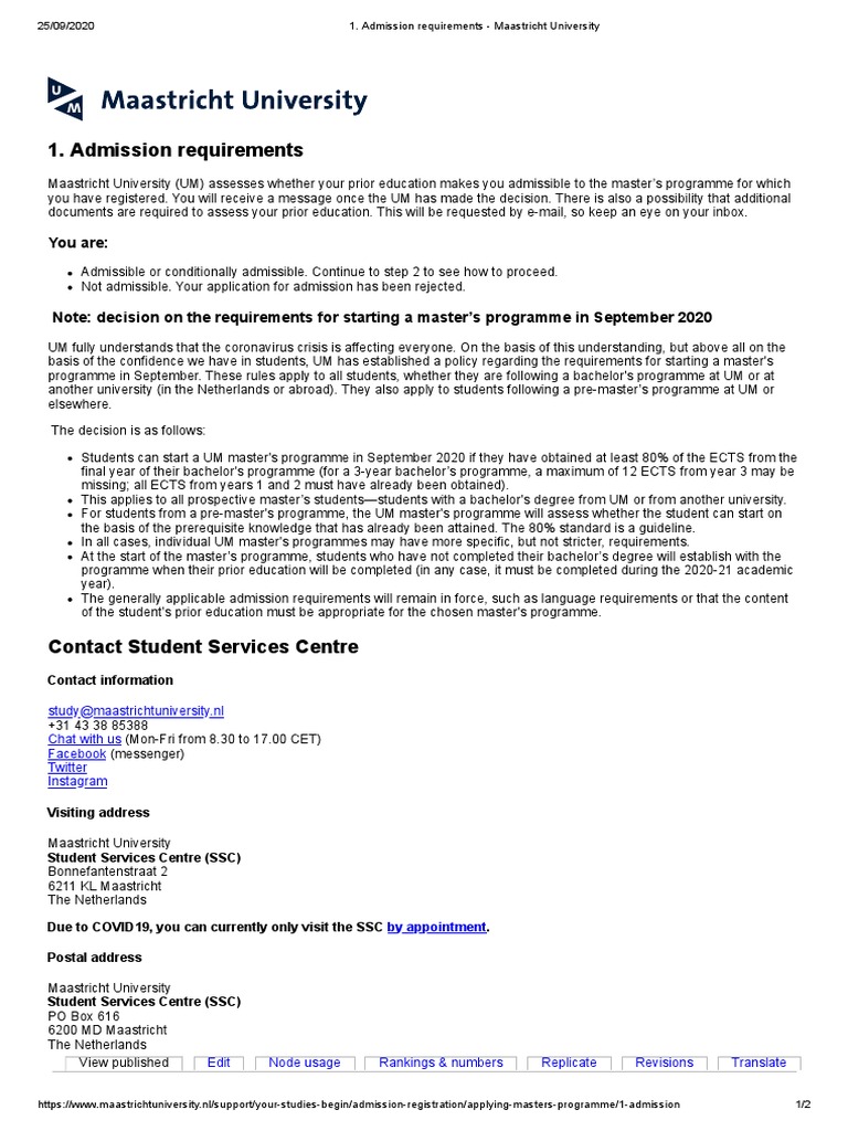 Admission Requirements: You Are | PDF | Master's Degree | University ...