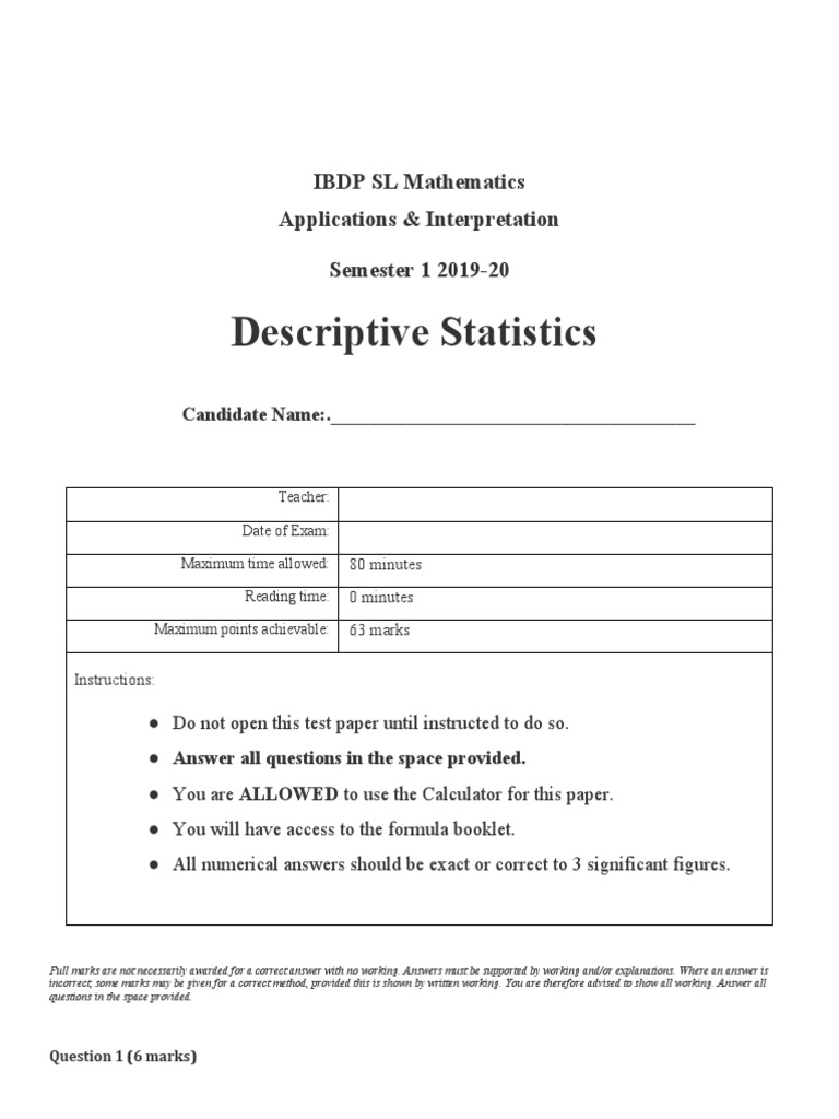 Chapter 3 Test | PDF | Teaching Mathematics | Statistics