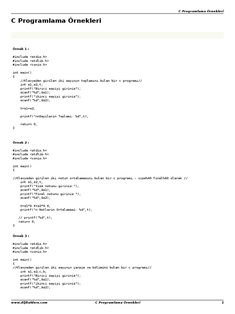 C Programlama Ornekleri | PDF