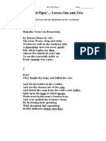 The Pied Piper' - Verses One and Two: Annotate The Text With The Definitions of Key Vocabulary