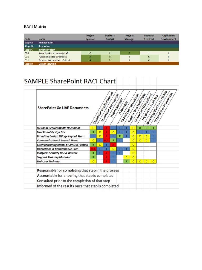 RACI Matrix Examples and Templates | PDF