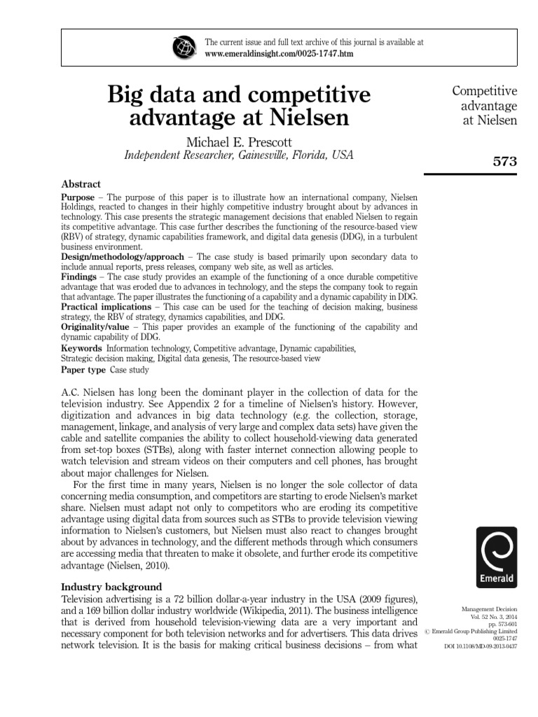 Nielsen's Big Data Strategy for Advantage | PDF | Nielsen Ratings ...
