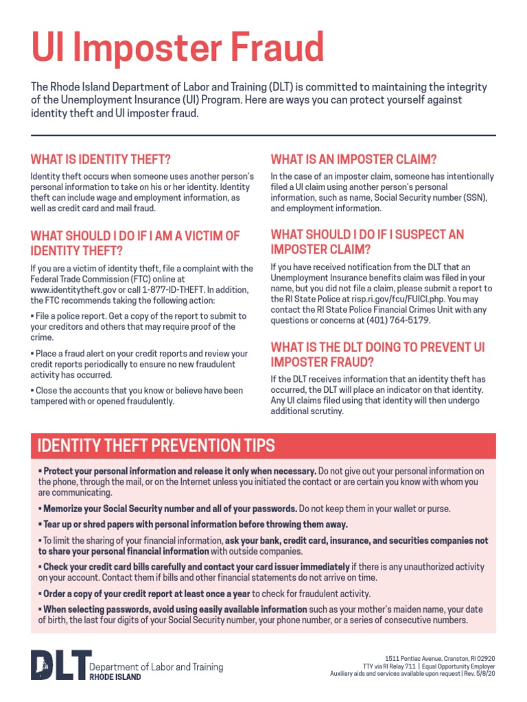 Reporting UI Imposter Fraud in RI | PDF | Identity Theft | Property Crimes