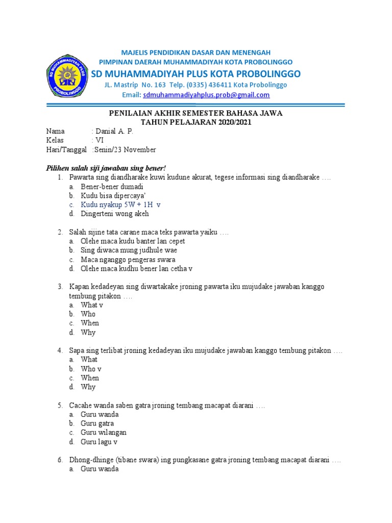 Sd Muhammadiyah Plus Kota Probolinggo Pdf