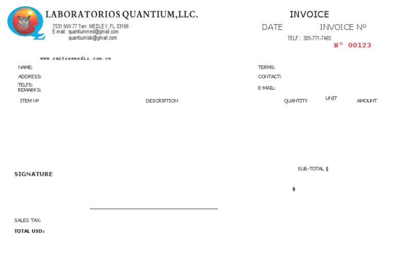 Biofitea Invoice and Contact Details | PDF