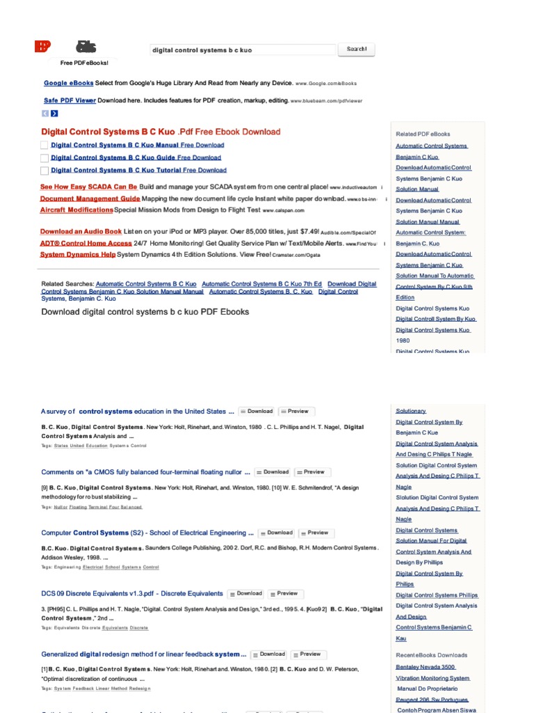 Search PDF Bookscom Digital Control Systems B C Kuo PDF | PDF | Computer  Science | Computing
