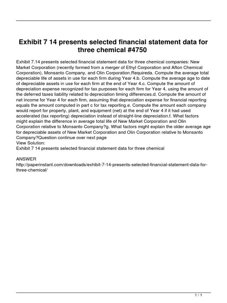 Financial Analysis of Chemical Companies | PDF | Depreciation ...