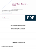 Predictive Analytics - Session 1: Associate Professor Ole Maneesoonthorn