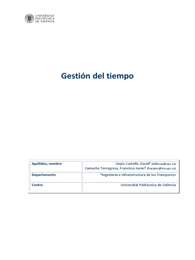 Herramientas para la Gestión del Tiempo | PDF | Gestión del tiempo ...