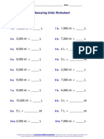 Measuring Units Worksheet: Name: - Date