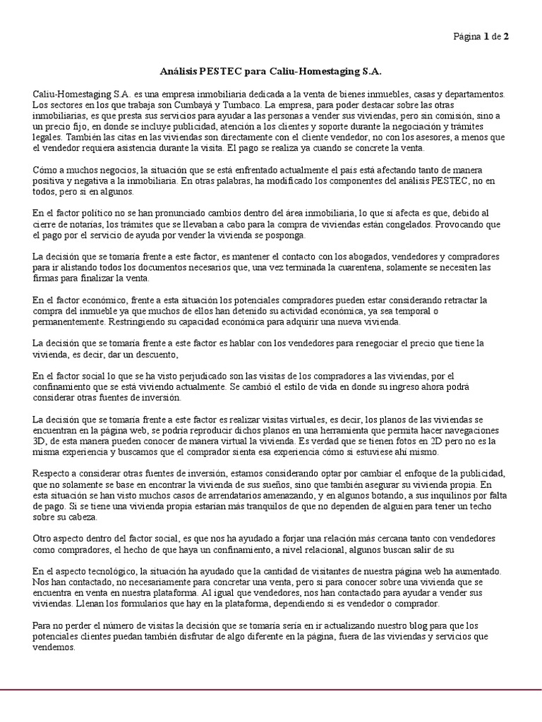 Ejemplo Analisis Pestec | PDF | Cliente | Empresas