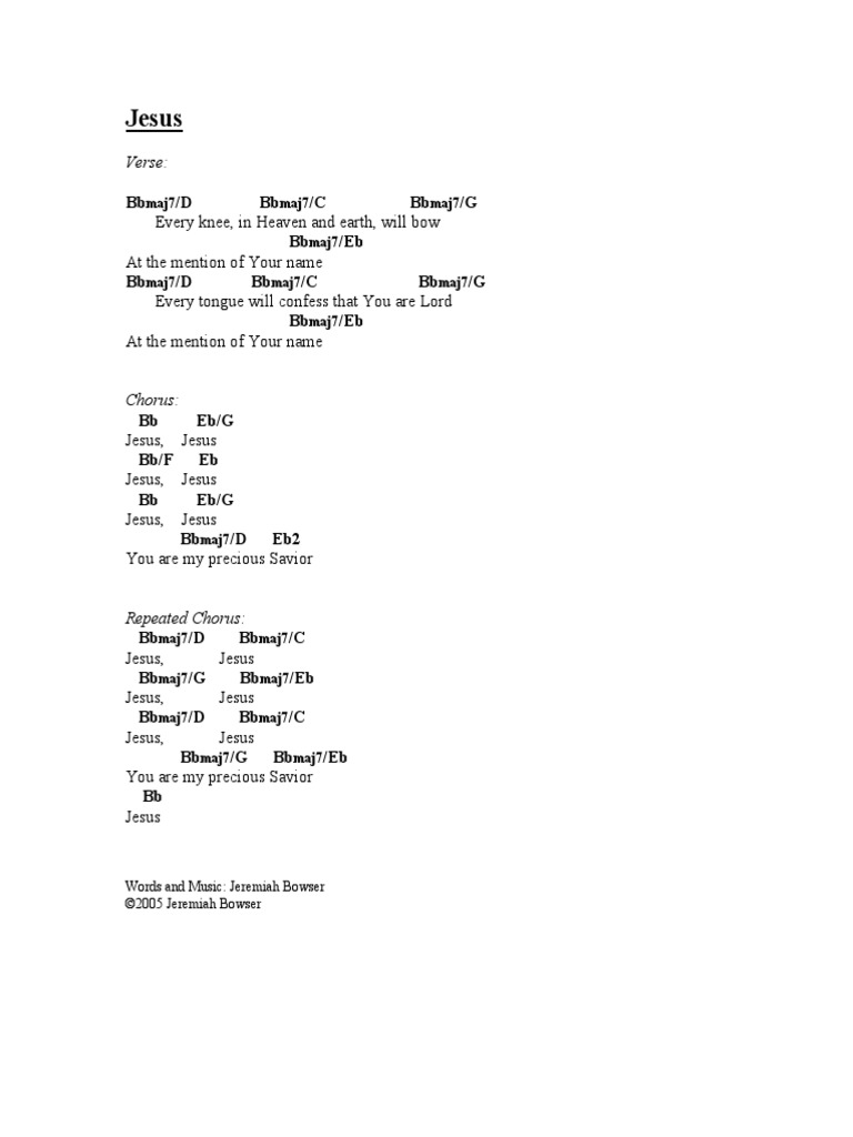 Jesus Song Lyrics by Jeremiah Bowser | PDF