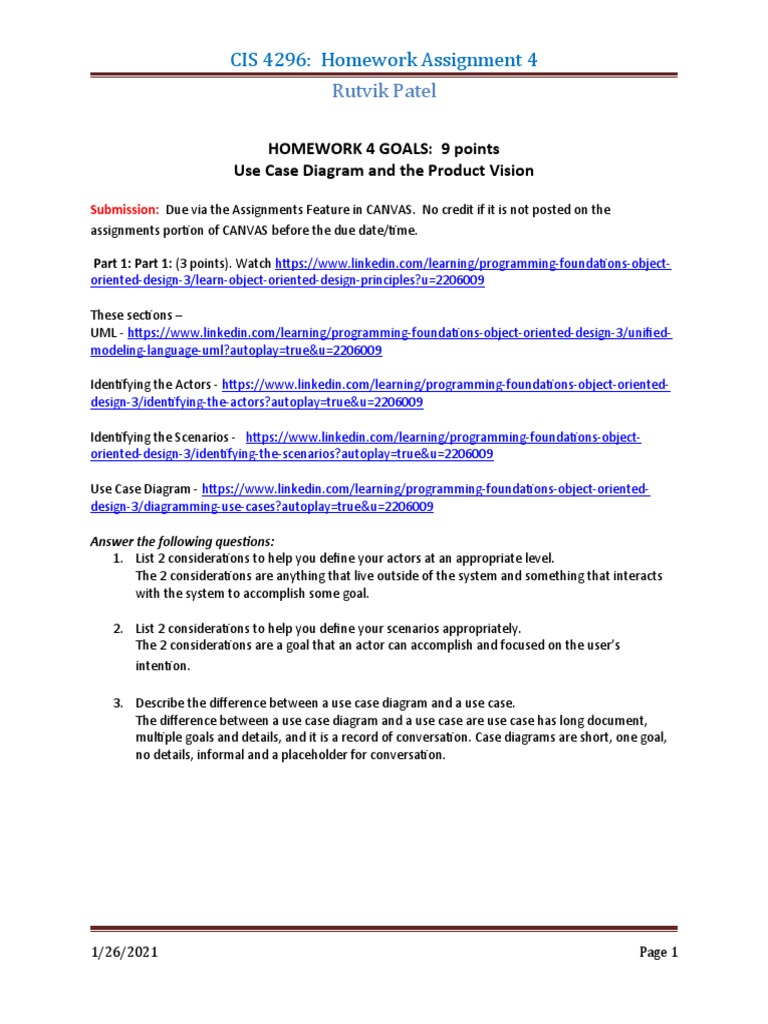 Homework Assignment 4 - Use Case Diagram | PDF | Use Case | Computer