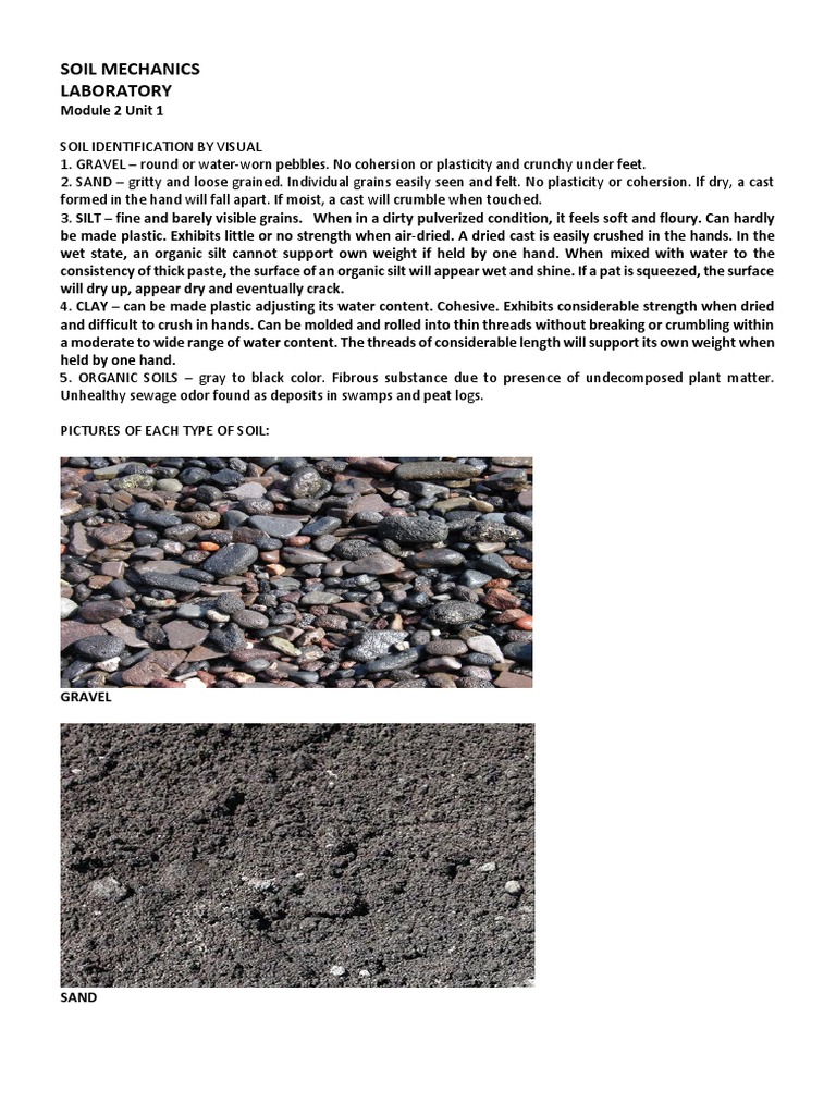 MODULE 2 Unit 1 (Week 9 and 10) For Lab Soil Mechanics | PDF | Nature