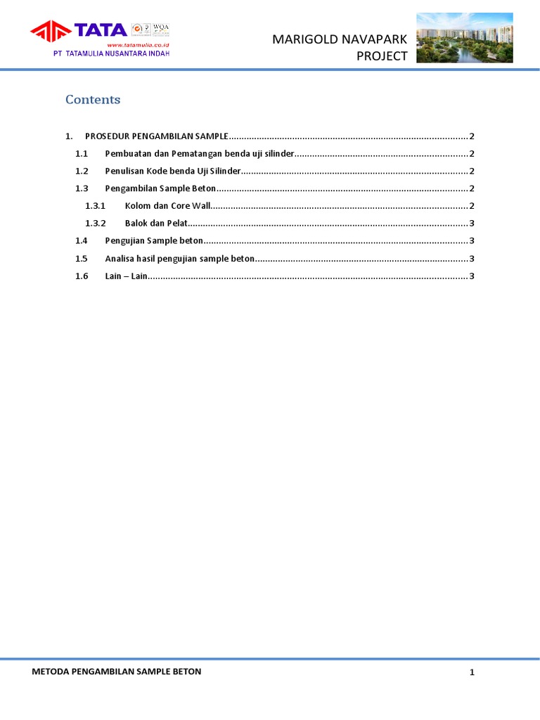 Metode Pengambilan Sampel Beton | PDF | Teknologi & Rekayasa