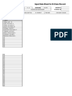 Input Data Sheet For E-Class Record: Region Division District School Name School Id