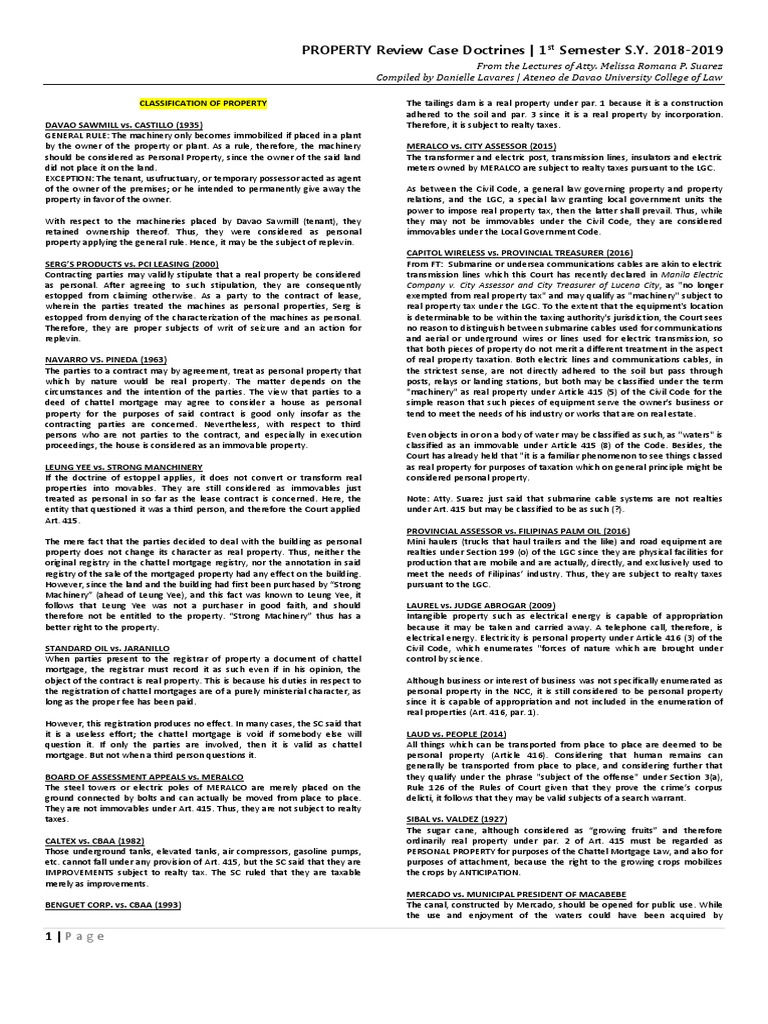 Property Classification Case Doctrines | PDF | Concurrent Estate | Property