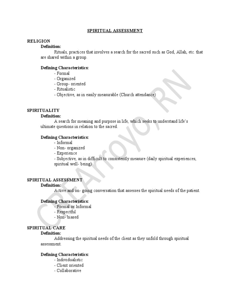 Spiritual Assessment in Healthcare | PDF | Spirituality | Fasting