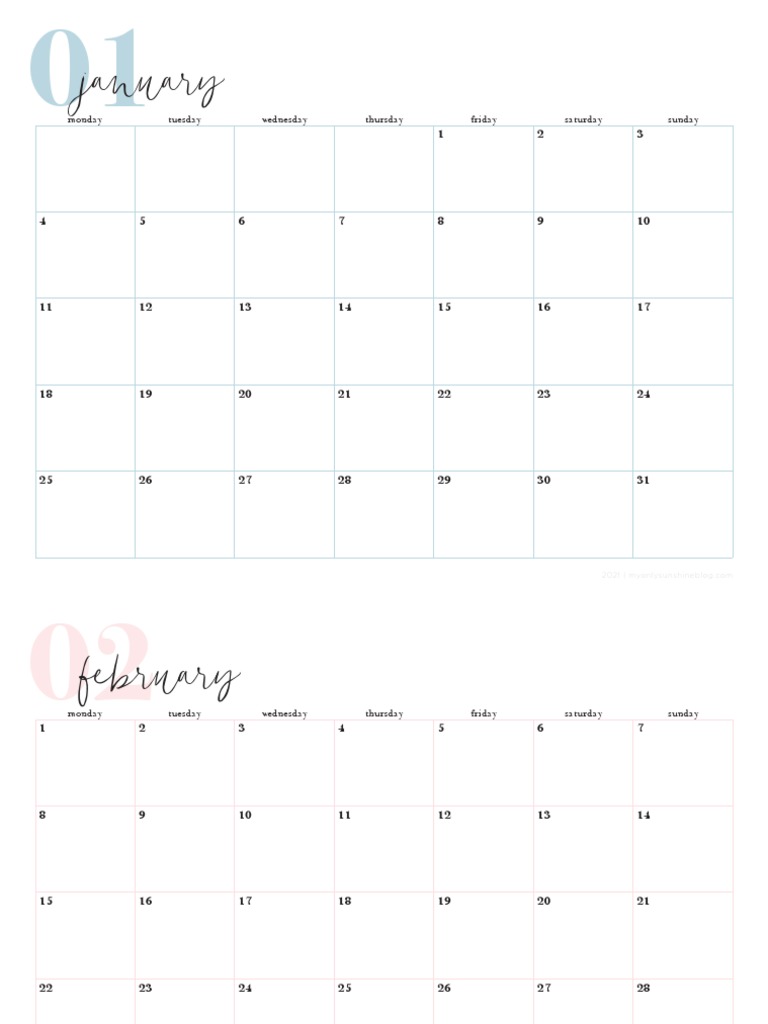 January: Monday Tuesday Wednesday Thursday Friday Saturday Sunday | PDF