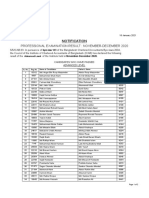 Notification: Professional Examination Result: November-December 2020