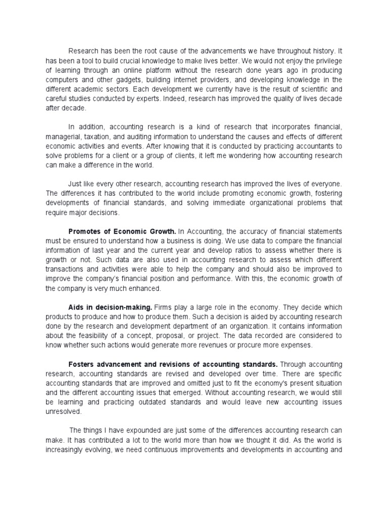 Importance of Accounting Research | PDF | Accounting | Accounting And Audit