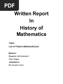 Written Report in History of Mathematics: Topic: List of Filipino Mathematicians