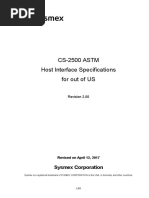 CS-2500 ASTM Host Interface Specifications For Out of US: Sysmex Corporation