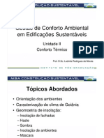 7 - Conforto Ambiental em Edificações Sustentáveis - Construção Sustentável - UII - Conforto Térmico - Goiânia