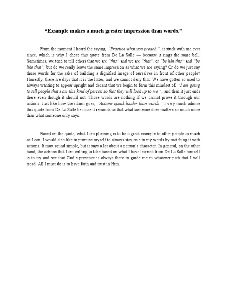 Example Makes A Much Greater Impression Than Words. | PDF
