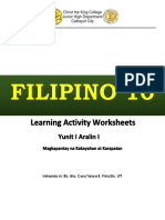 Filipino 10 ANSWERSHEET