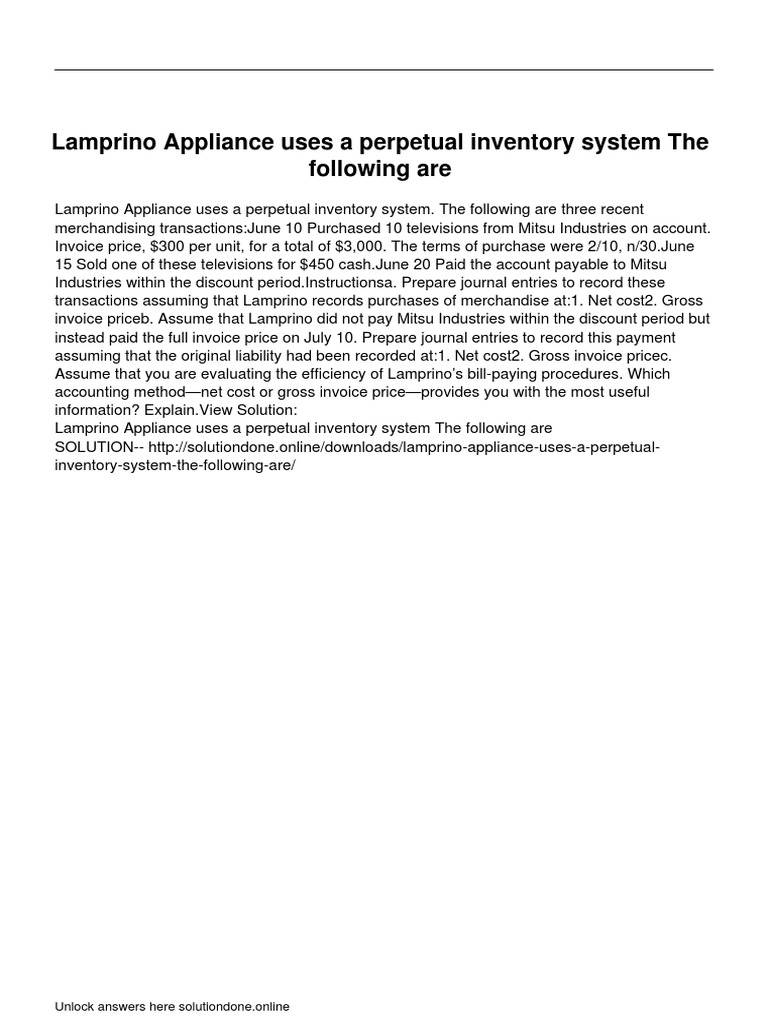 Lamprino Appliance Inventory Transactions | PDF | Business | Finance ...