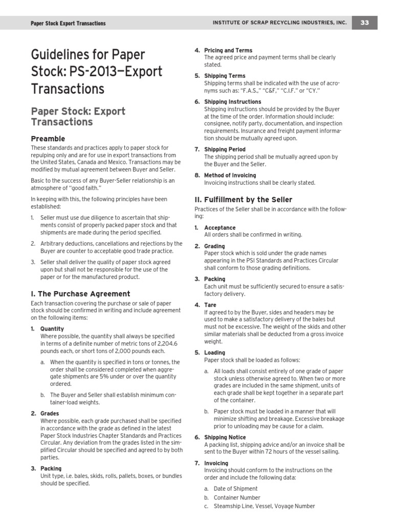 USA Waste Paper Grades ISRI PDF Paper Paperboard