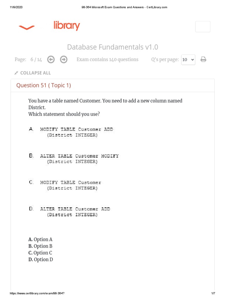 98-364 Microsoft Exam Questions and Answers - CertLibrary - Com4 | PDF ...