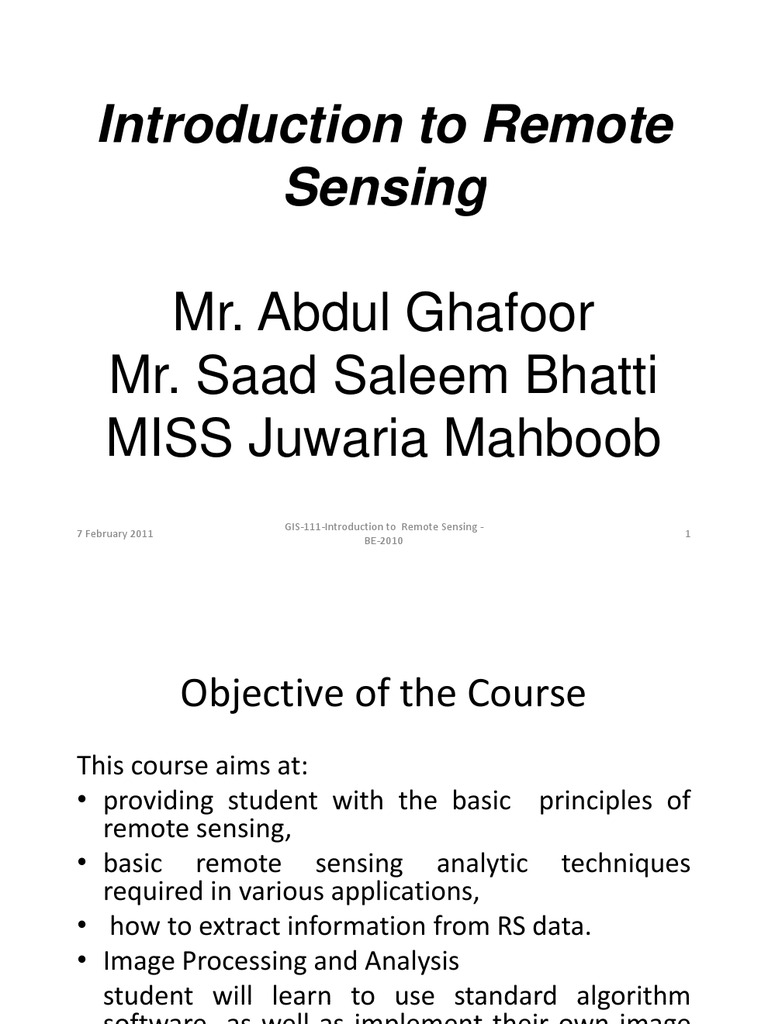 Lec-1 - Intro To RS | PDF | Remote Sensing | Sensor
