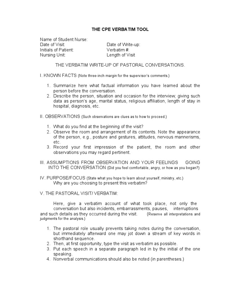 The CPE Verbatim Tool Conversation Psychology