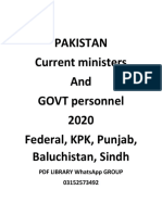 Pakistan's Ministers 2020
