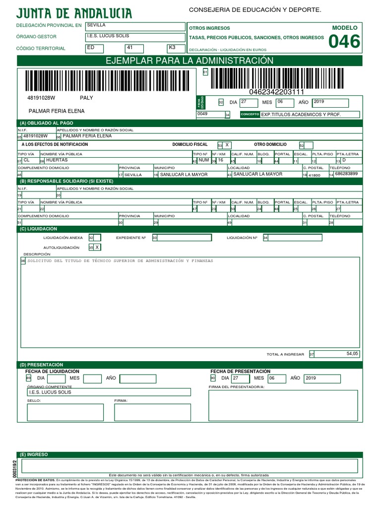 Modelo 046 | PDF | Privacidad de la información | Política