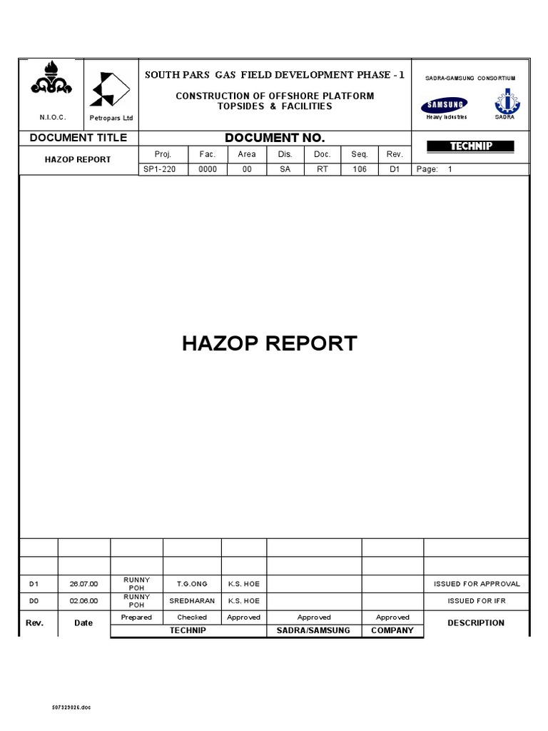 South Pars Gas Platform HAZOP Report | PDF | Pipeline Transport | Gases