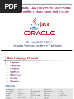 Java Keywords, Comments, Variables, Identifiers, Data Types and Literals