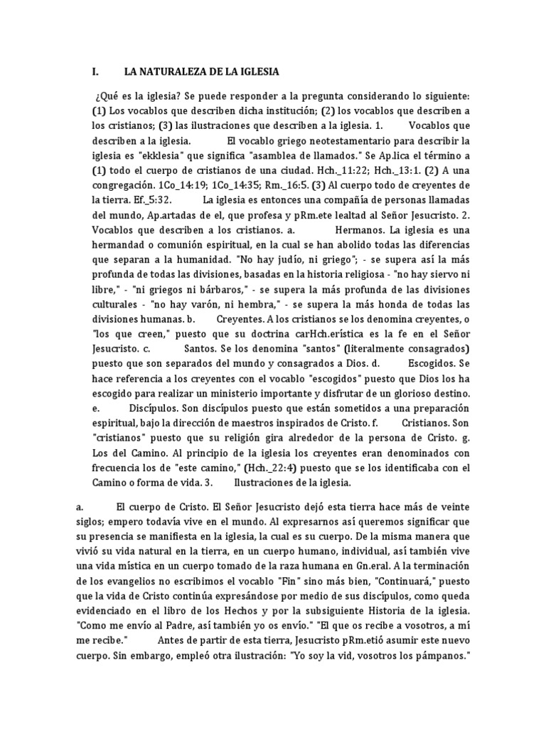 La Naturaleza de La Iglesia | PDF | Cristo (título) | Iglesia cristiana