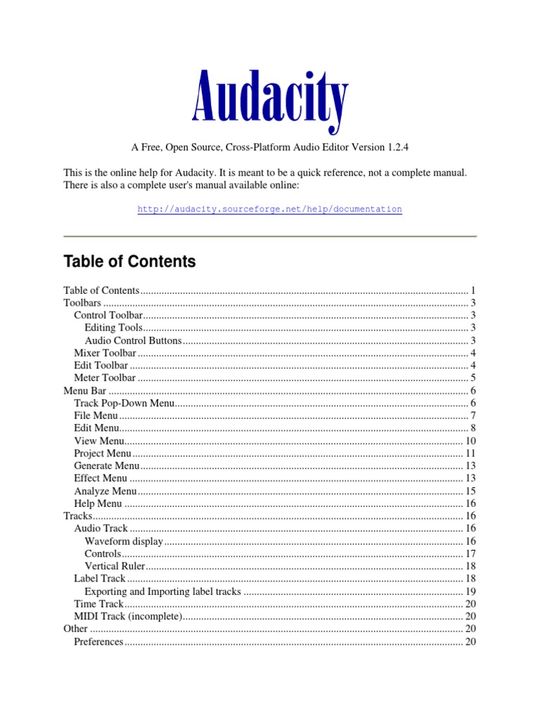 Audacity Manual PDF Equalization (Audio) Mp3