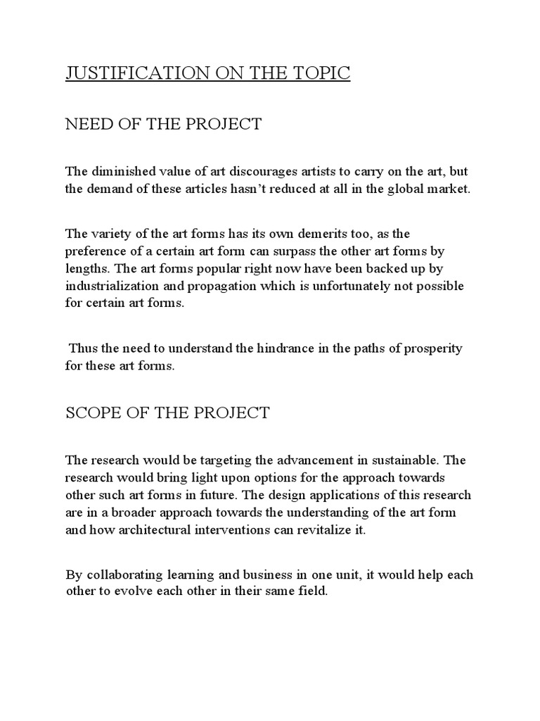 Justification On The Topic: Need of The Project | PDF | Finance & Money ...