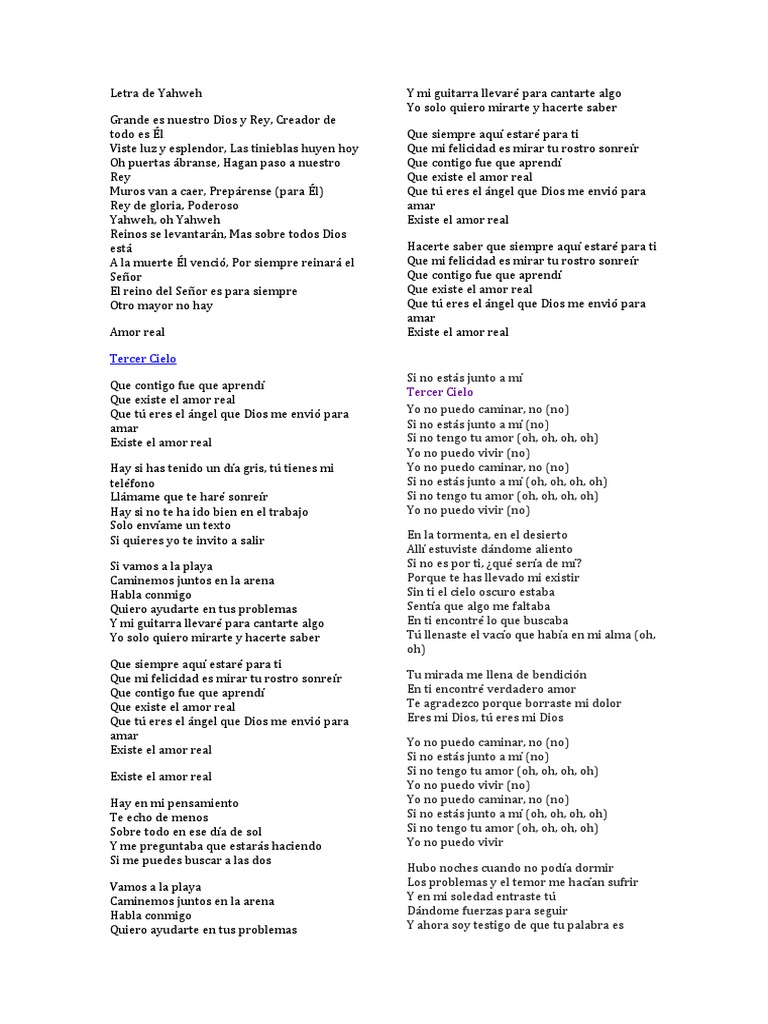 Letra de Yahweh | PDF | Amor | Religión y creencia