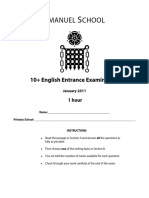 Emanuel School 10 Plus English Entrance Exam 2011