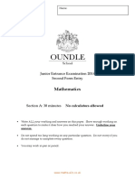 Oundle School 10 Plus Maths Entrance Exam Paper 2012