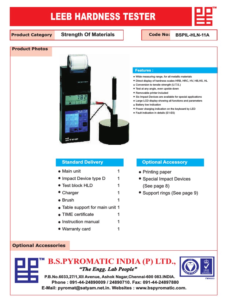 LEEB HARDNESS TESTER 11a PDF